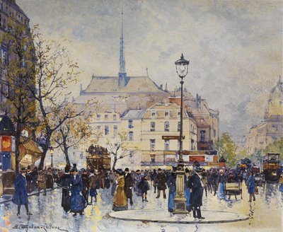 Paris Street Scene by Eugene Galien Laloue